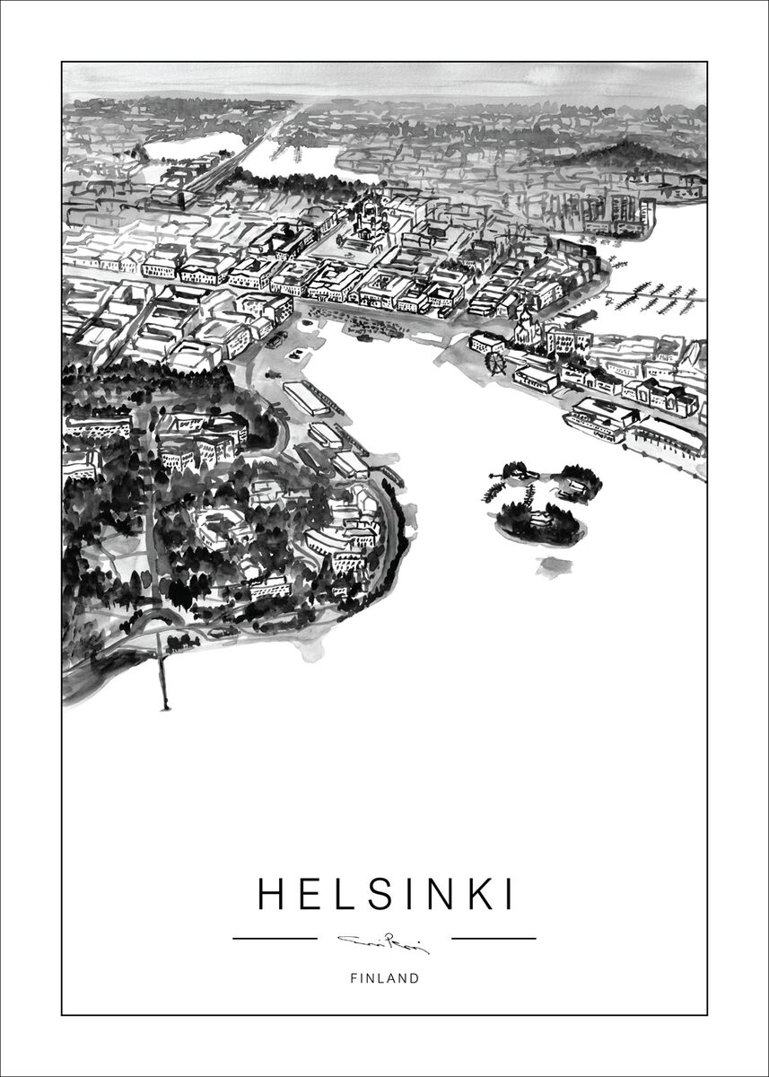 Kaverini Helsinki kaupunkijuliste 50x70 cm